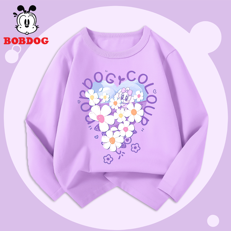 Áo dài tay bé gái BOBDOG, áo thun cotton in hình nghộ nghĩnh cho bé