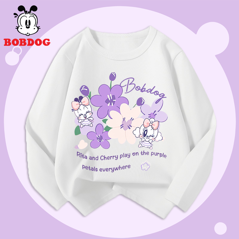 Áo dài tay bé gái BOBDOG, áo thun cotton in hình nghộ nghĩnh cho bé