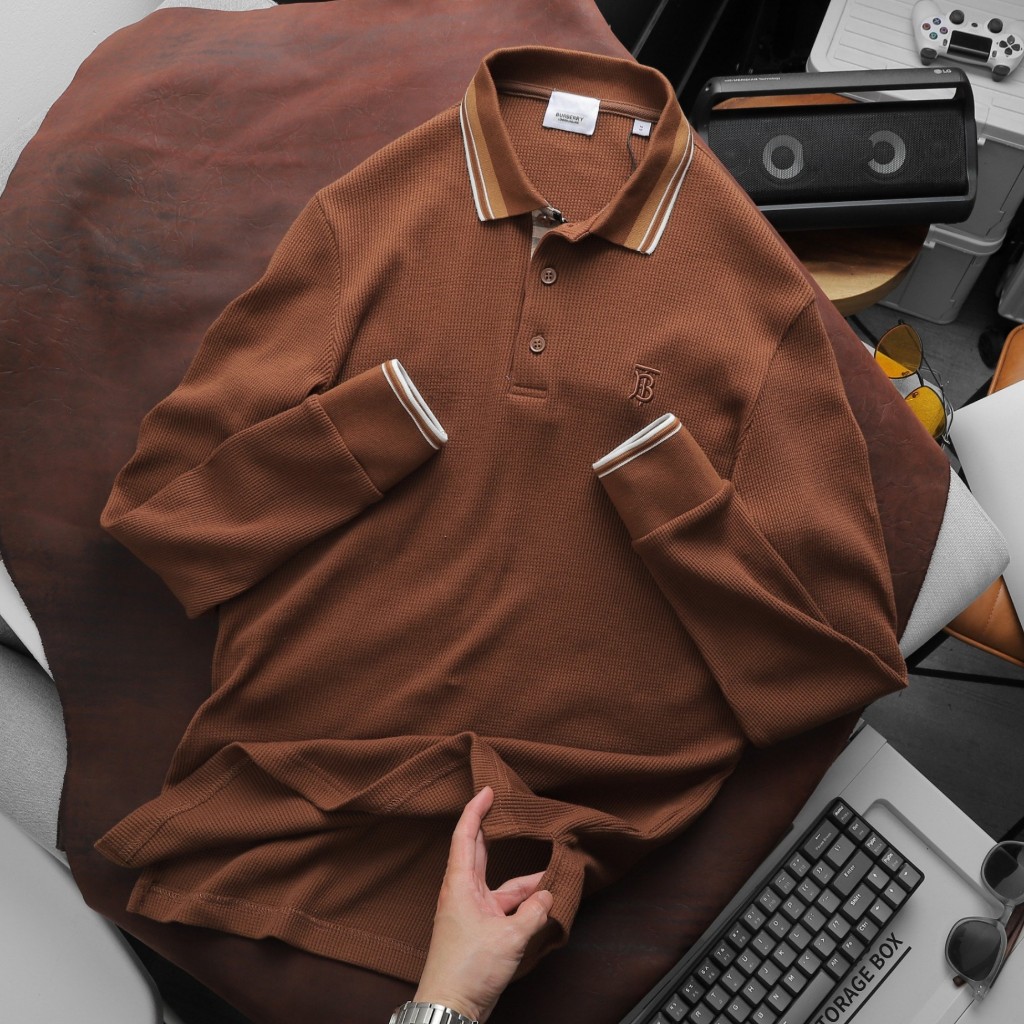 Áo Polo Nam Dài Tay BBR Trơn, Form slim, vải Cotton len dệt kim chính phẩm, bo tay dư xịn, Hàng VNXK - PD51