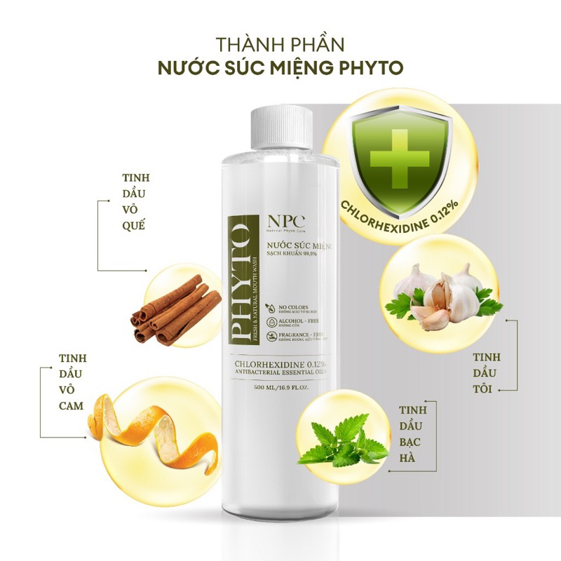 Nước Súc Miệng Phyto NPC Làm Sạch Răng Miệng Ngăn Ngừa Hôi Miệng Hơi Thở Thơm Mát Sảng Khoái 250ml
