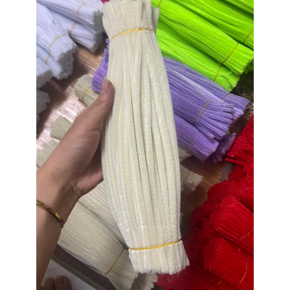 Kẽm Nhung Làm Hoa Bó 100 Cành, Kẽm Nhung Loại 1 Lông Dày Màu Pastel Sáng, Phù Hợp Làm Đồ Handmad