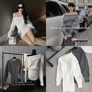 Váy Len Body Khuy Trễ Vai Hàng QC L1