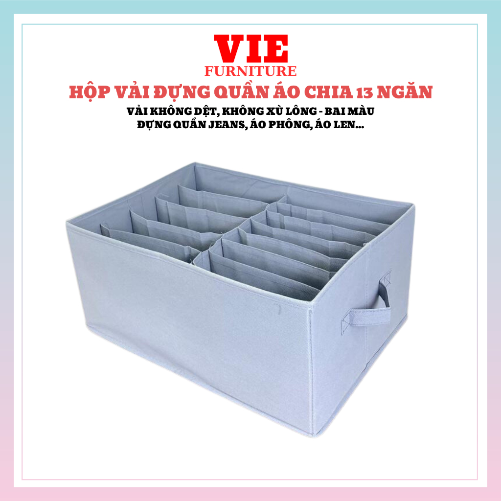 Hộp Đựng Quần Áo Chia 13 Ngăn - Hộp Vải Đựng Áo Len, Quần Jean, Áo Phông Tiện Lợi
