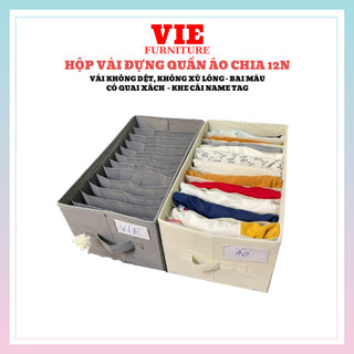 Hộp vải đựng quần áo chia 12 ngăn - hộp đựng đồ sắp xếp tủ quần áo