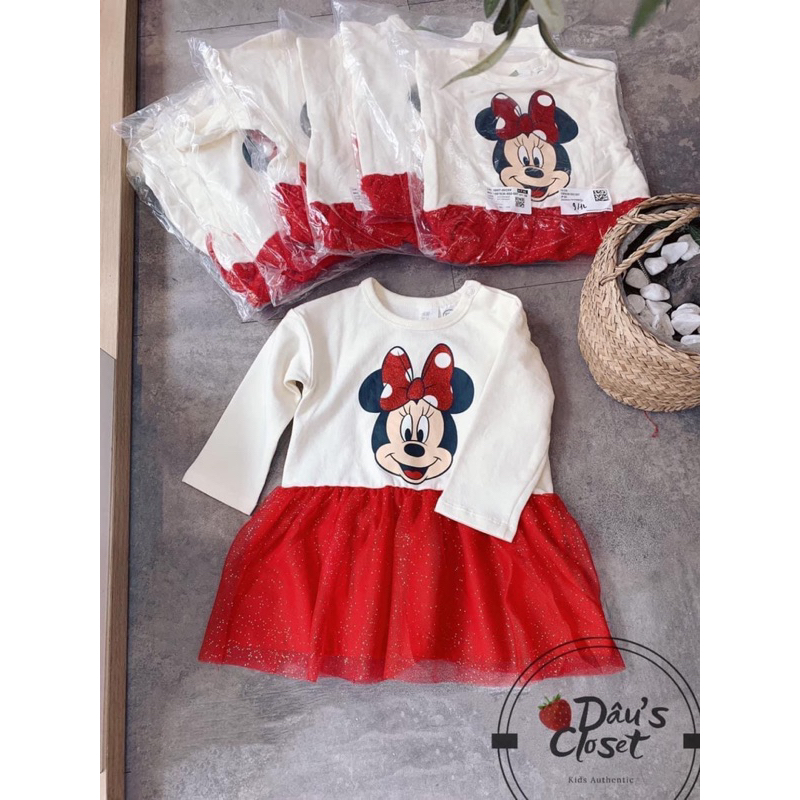 Váy nỉ chân voan Minmie H&M sz 4-24M form to