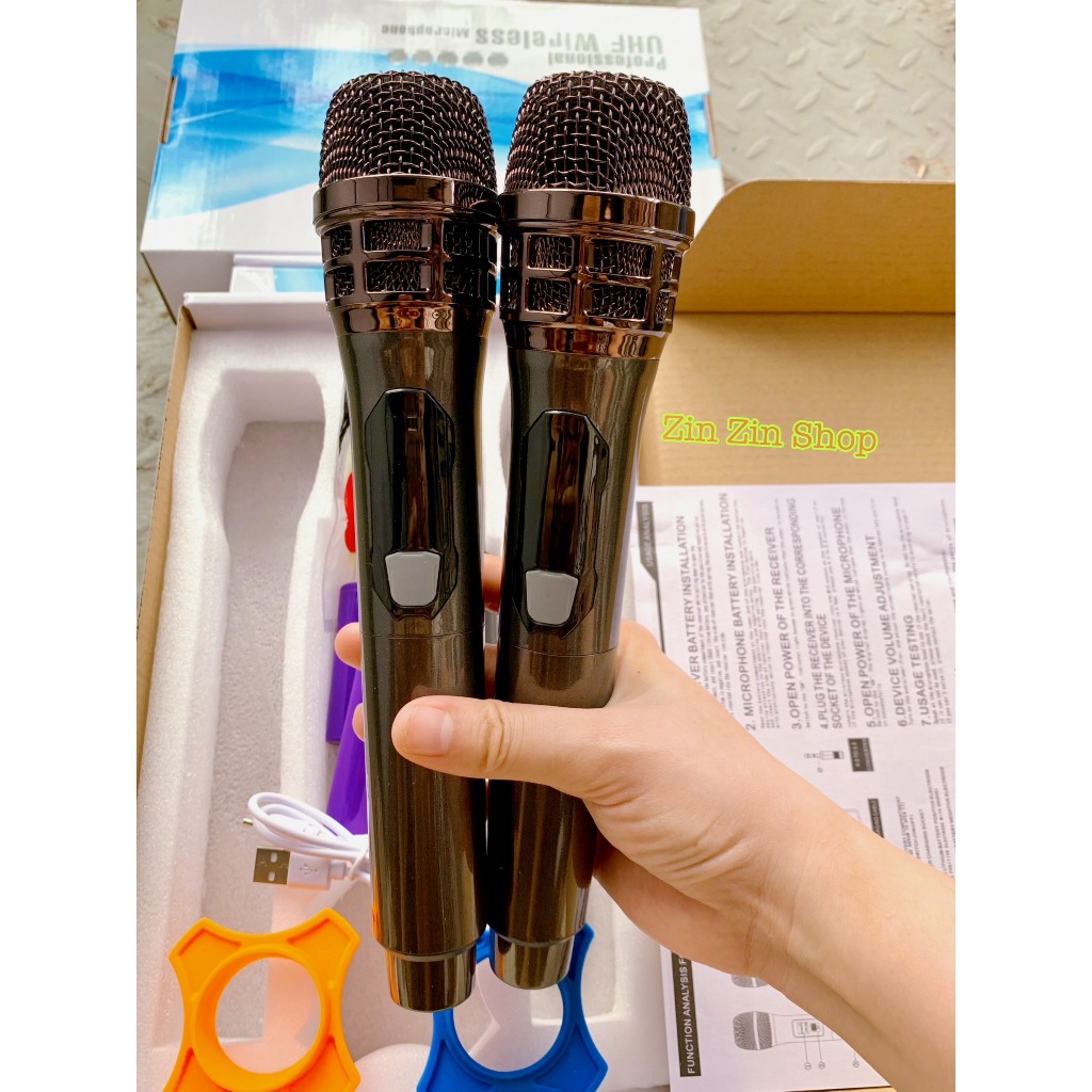 Bộ  Micro Không Dây Karaoke UHF ZIN 102 Cao Cấp, Âm Thanh Vượt Trội , Chi Tiết , Độ Nhạy Cao .