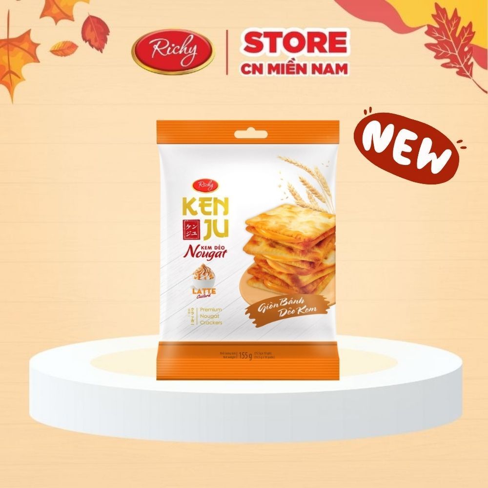 Bánh quy Kenju Richy vị latte cà phê túi 155g