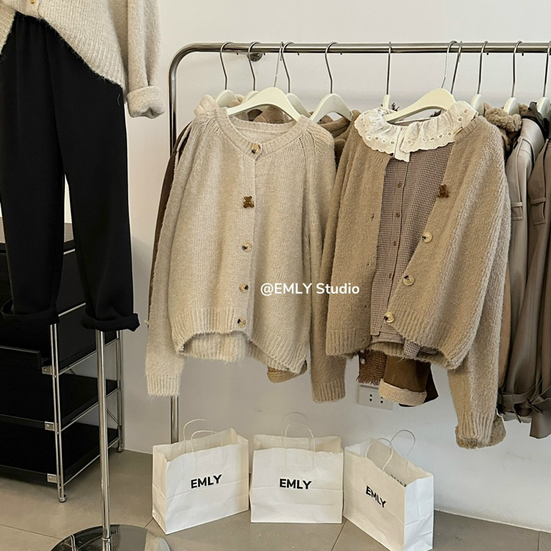 Áo Khoác Cardigan Len Cao Cấp Khuy Gấu Phong Cách Hàn Quốc 🇰🇷