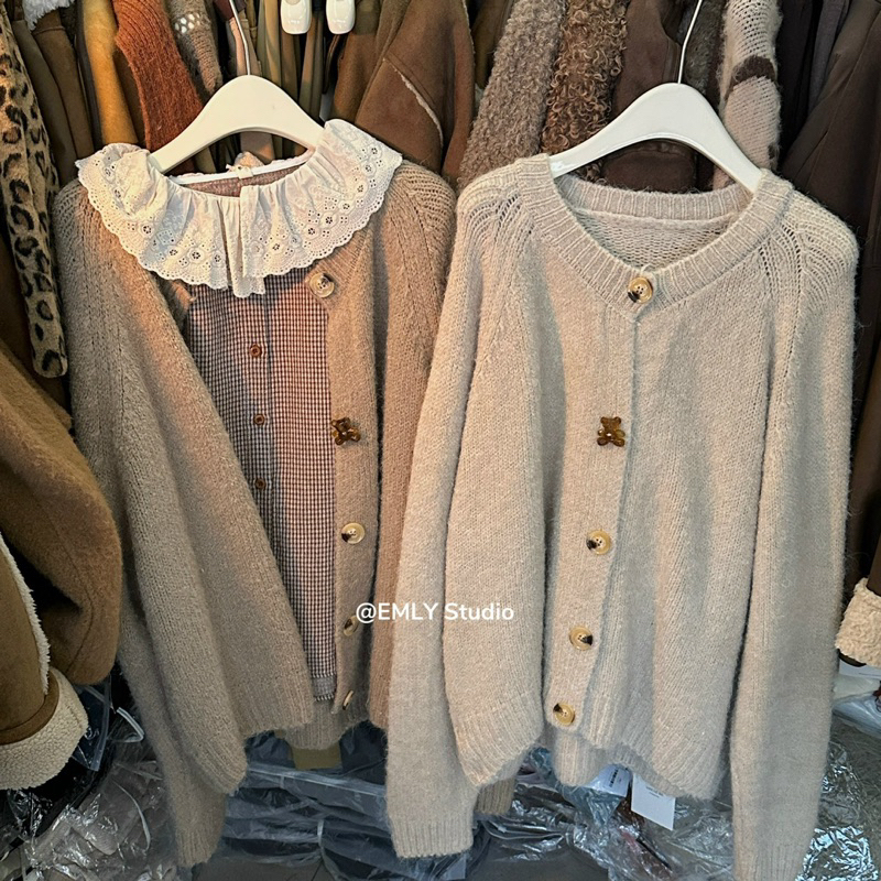 Áo Khoác Cardigan Len Cao Cấp Khuy Gấu Phong Cách Hàn Quốc 🇰🇷