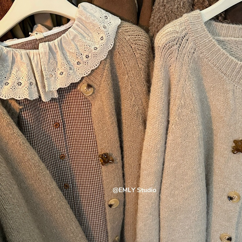Áo Khoác Cardigan Len Cao Cấp Khuy Gấu Phong Cách Hàn Quốc 🇰🇷