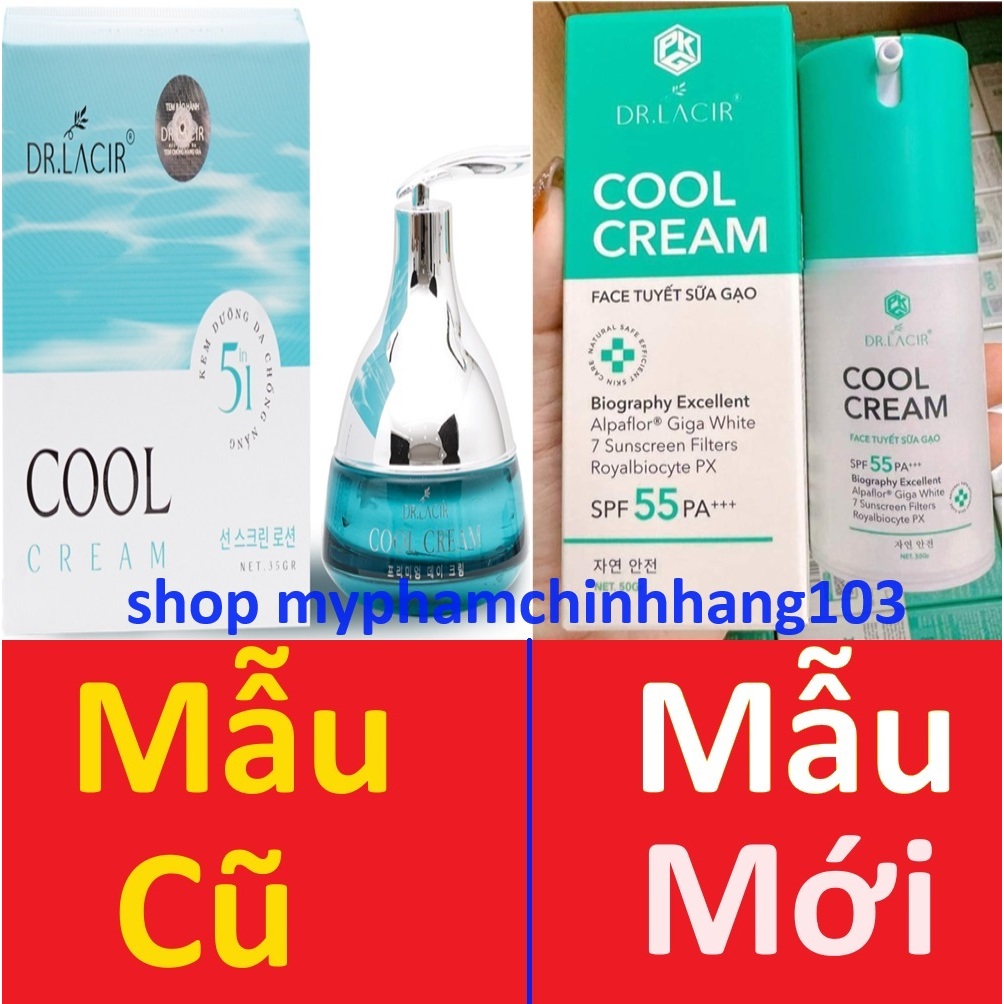 Combo kem chống nắng dưỡng da ban ngày cool cream và cấp ẩm ban đêm dr lacir whitening drlacir