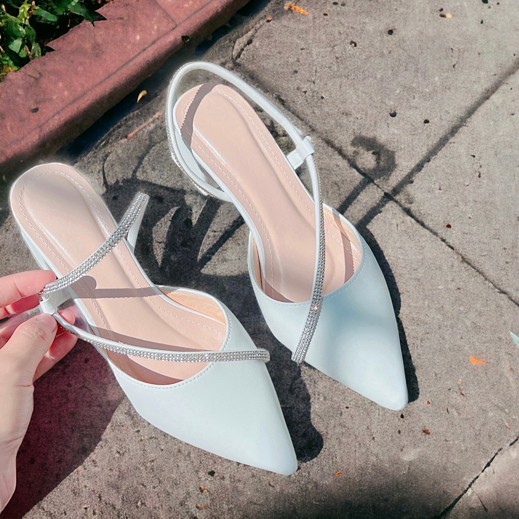 Giày nữ phối quai đá mang được 2 kiểu 5cm - B18