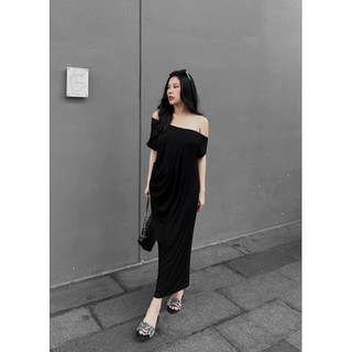 |Chang Tròn | Đầm Suông Lệch Vai Nhún Eo Bigsize