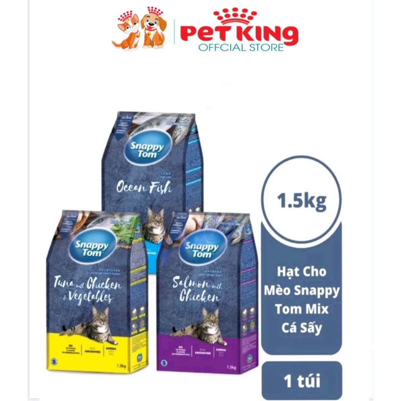 Hạt SNAPPY Tom gói 1,5kg mix Cá Cơm khô cho Mèo yêu