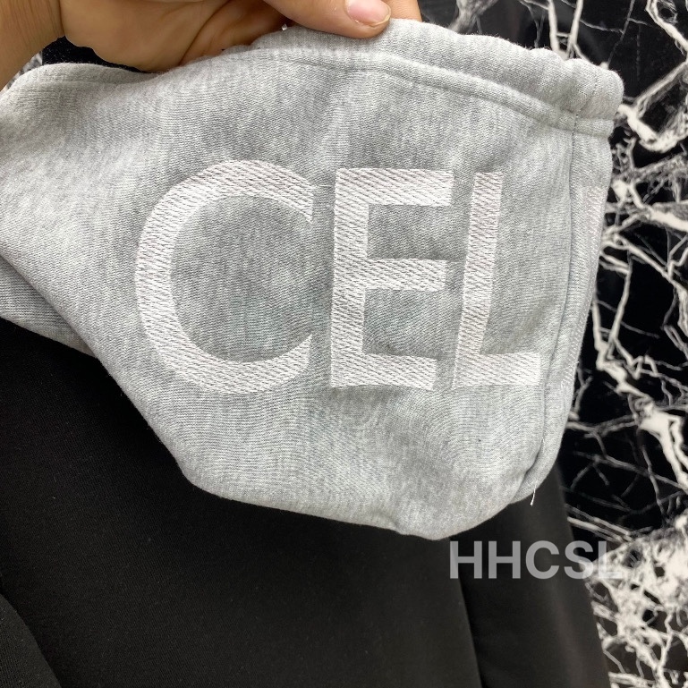 Áo Hoodie , Áo Hoodie Celinee Họa Tiết In Mũ Xám Phối Đen Chất Nỉ Bông Kiểu Dáng Unisex Nam Nữ