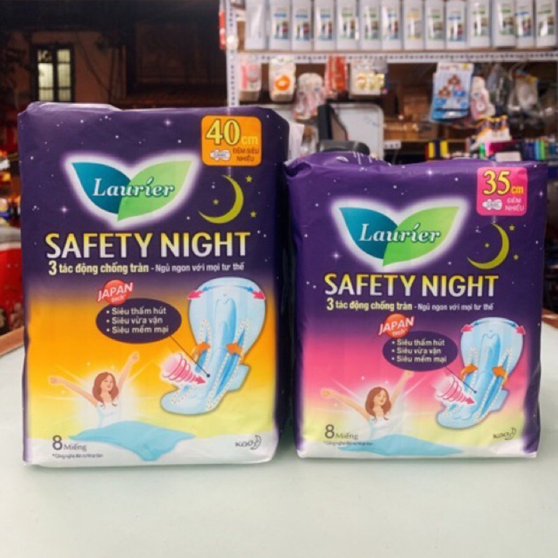 Băng vệ sinh Laurier Đêm 30/35/40cm gói lớn 8 miếng