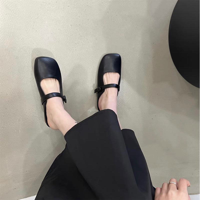 Giày búp bê lười Muller da mềm phong cách tiểu thư,sục nữ bít mũi quai ngang đế bệt Hàn Quốc hàng Quảng Châu cao cấp