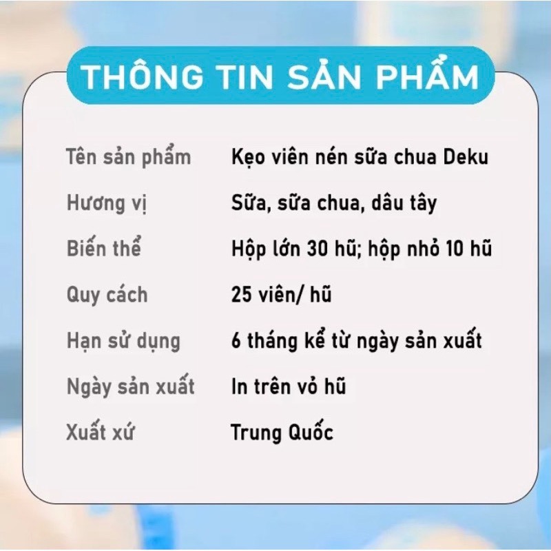 Hộp 30 Hủ Kẹo Sữa Chua Khô Deku - Ăn Vặt YuChang.
