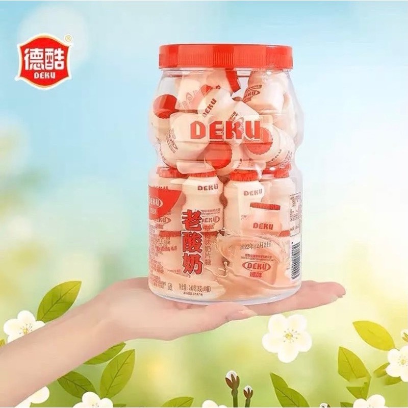 Hộp 30 Hủ Kẹo Sữa Chua Khô Deku - Ăn Vặt YuChang.