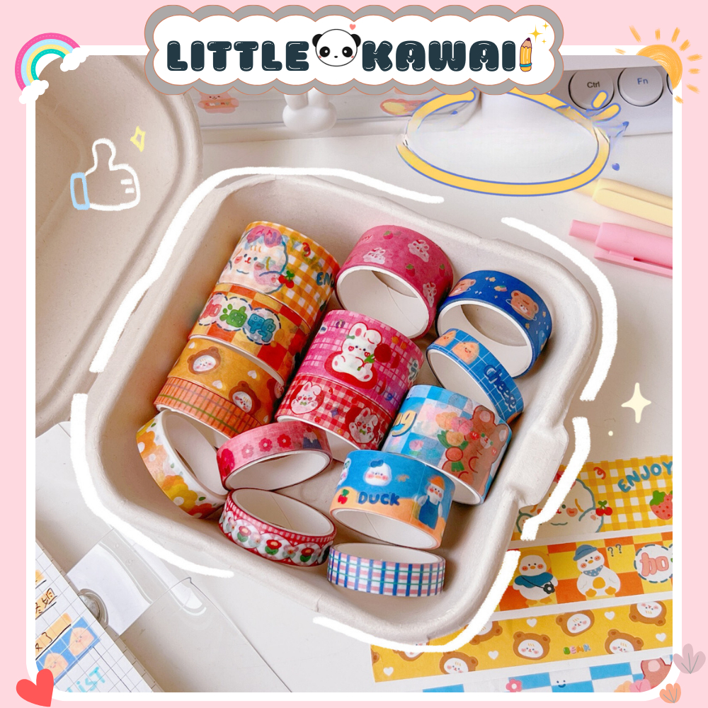 Set 5 cuộn băng dính washi tape hoạt hình dễ thương dùng trang trí