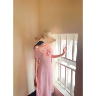 KEVA DRESS_ĐẦM XÒE BẸT VAI ĐÍNH NGỌC TRAI ELE NỮ TÍNH, DỊU DÀNG, XINH XẮN