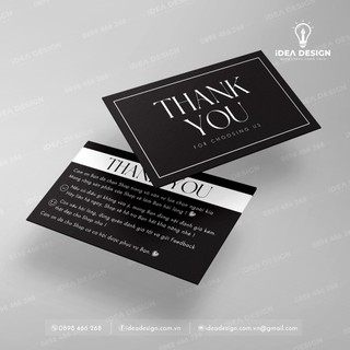 Thiệp cảm ơn đen trắng sang trọng, Thank you card BLACK SIMPLE - Size 9x5.4cm - Giấy C300 - Thiệp cám ơn màu đen đơn gản