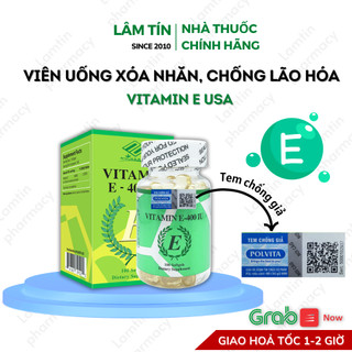 ✔(Chính Hãng) Vitamin E 400UI xóa nhăn nám giảm lão hóa đẹp da trắng mịn nhập khẩu Mỹ lọ 100v