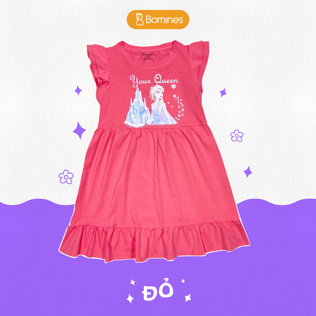 Váy bé gái công chúa Elsa BOMINES babydoll tay cánh tiên 100% cotton cho bé 3-10 tuổi khoảng 12- 30kg DTNBGELSABABYDOLL