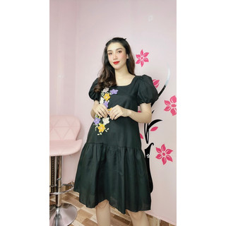 Đầm suông tay phồng đuôi cá