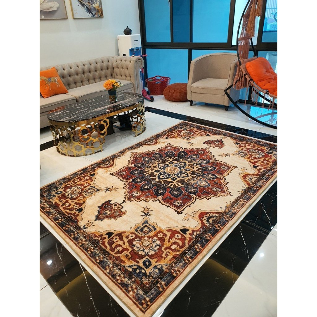 Thảm lông cao cấp họa tiết Hoàng Gia nhập khẩu bởi LUXBED KT 2m x 3m