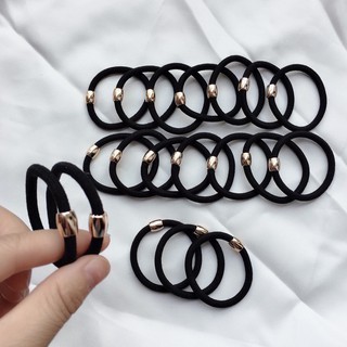 Dây buộc tóc chun đen chun hạt cột tóc chắc chắn