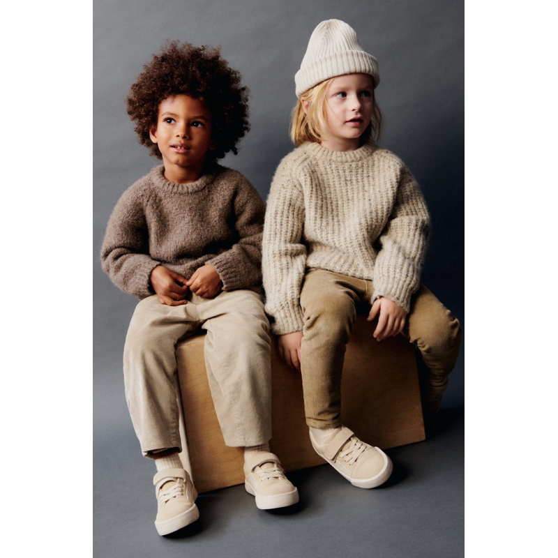 Áo Len Bé Trai & Bé Gái Pha Sợi Be Cát ZR