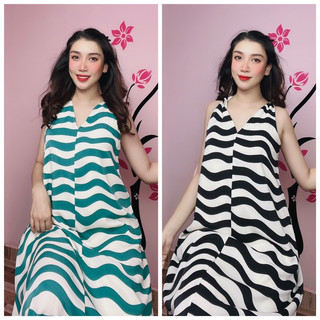 (NEW) Đầm suông lụa manggo hoạ tiết vằn (gia.out-260k/sịp25k/cók50k.chat.dép)