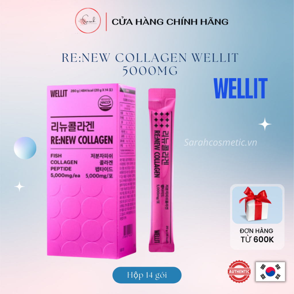Collagen mờ nám trẻ hoá da Wellit Hàn Quốc , Hàm Lượng Cao 5000mg