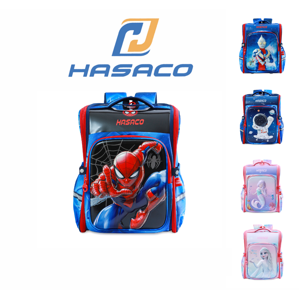 Balo Chống gù Siêu Nhẹ Đệm Lưng Thoáng Khí HASACO B6003 Cho Bé Trai Bé Gái Đi Học Lớp 1-6 Tiểu Học,L