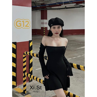 Váy trễ vai len Quảng Châu dài tay ôm body sexy