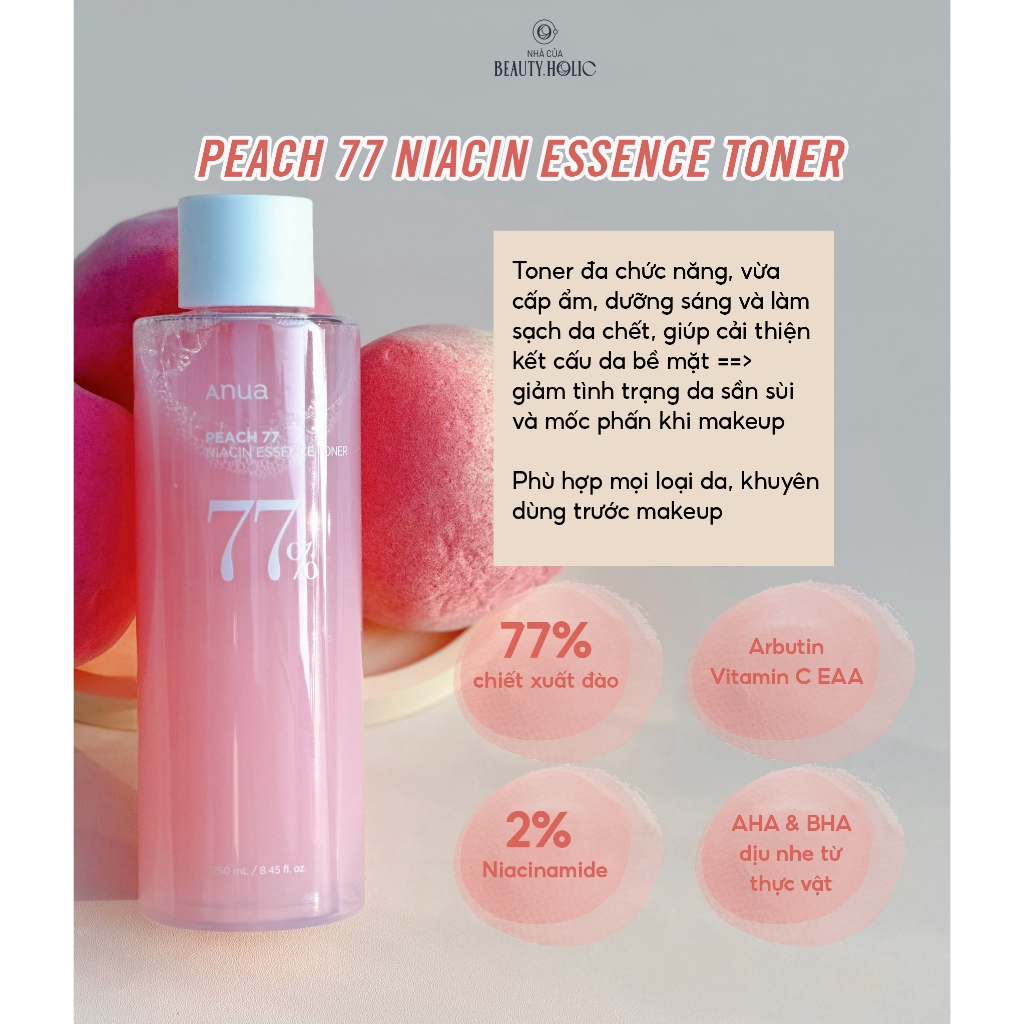 Toner làm sạch,dưỡng sáng,cấp ẩm ANUA PEACH 77 NIACIN ESSENCE TONER