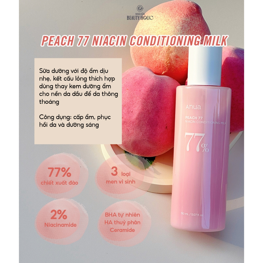 Sữa dưỡng chiết xuất đào ANUA PEACH 77 NIACIN CONDITIONING MILK