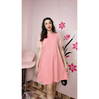 Đầm A tay lưới có túi