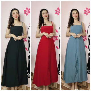 Đầm 2d from xoè xẻ tà trước có túi (gia.out-260/sịp25k/cók50k.chat.dép)
