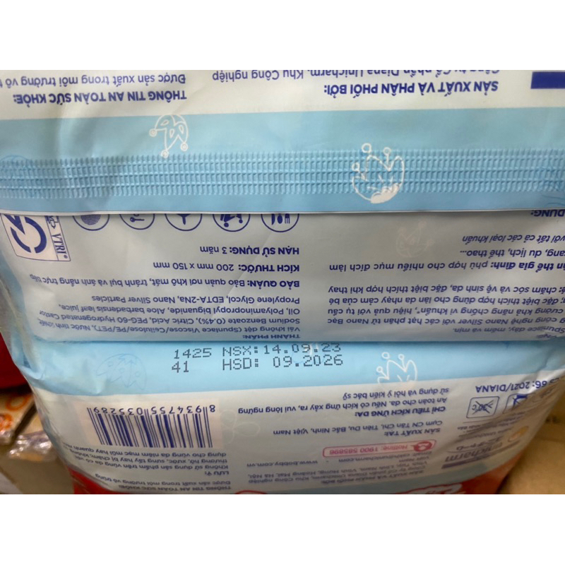 Thùng 16 Gói Khăn ướt Bobby không mùi 100 miếng/gói