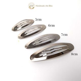 Phôi kẹp tóc inox oval/bầu, phụ kiện làm kẹp tóc handmade, sườn kẹp mái kẹp tách màu nhiều kích cỡ