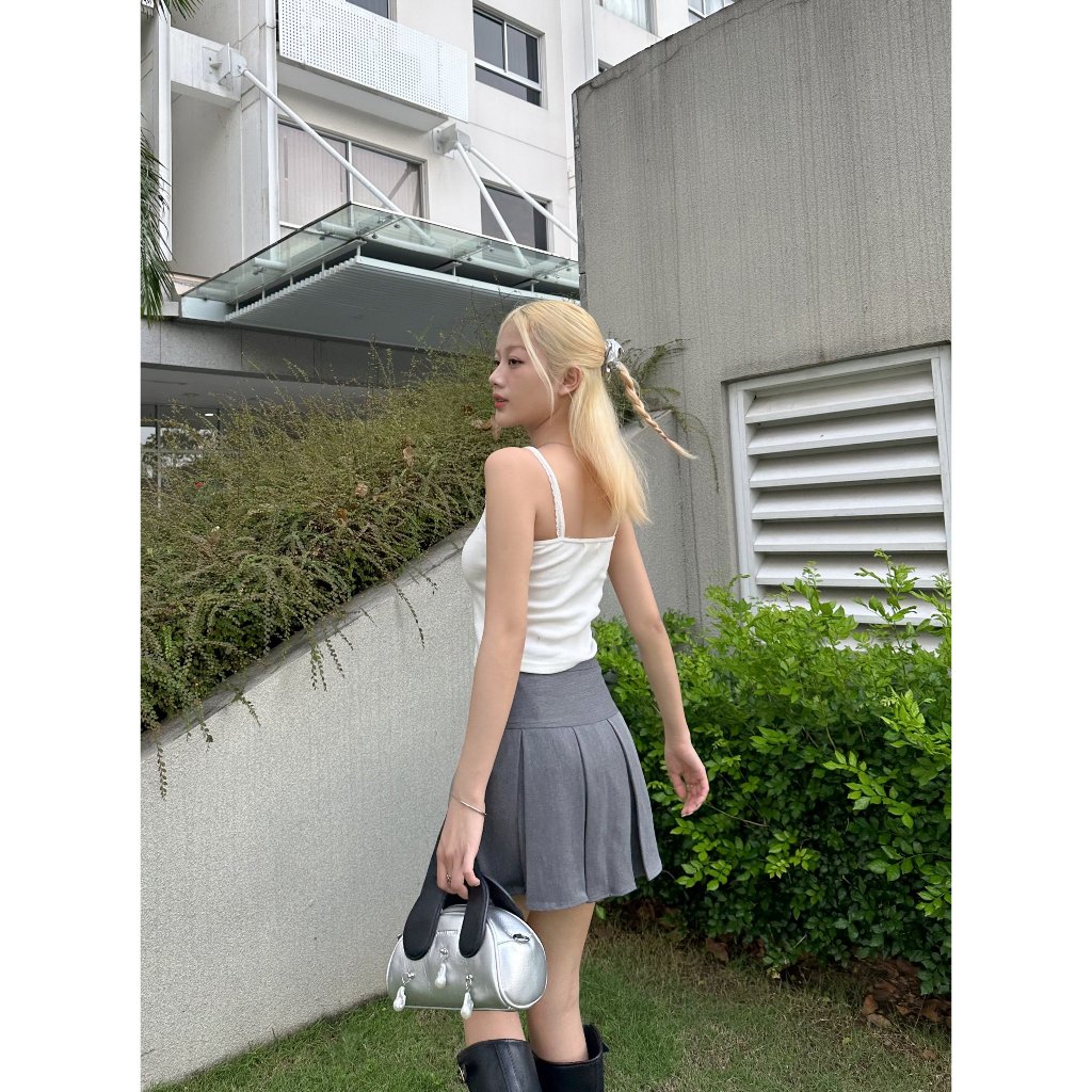 Hebe Top | Áo Hai Dây Cotton Thun Gân Viền Ren Có Nút Mềm Mại Thoáng Mát Thời Trang Pepper Clothing