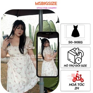 BIGSIZE ĐẦM HOA CỔ VUÔNG KHOÉT EO