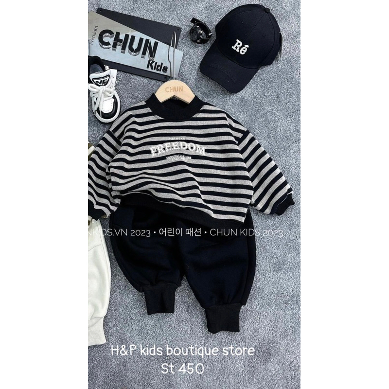 Sét bộ quần áo thu đông dài tay vải nỉ ép cho bé trai