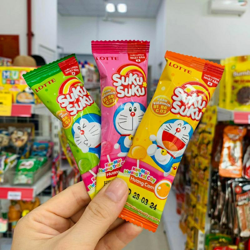 KẸO MÚT LOTTE SUKU SUKU⚡CAM KẾT CHÍNH HÃNG⚡Kẹo mút trái cây đủ mùi