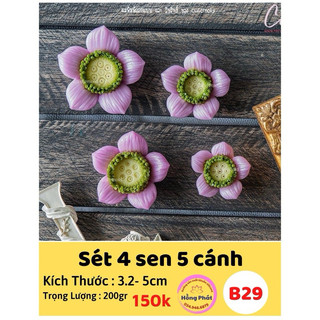 Bộ 4 khuôn silicon hoa sen 5 cánh - b29 - silicon hồng phát