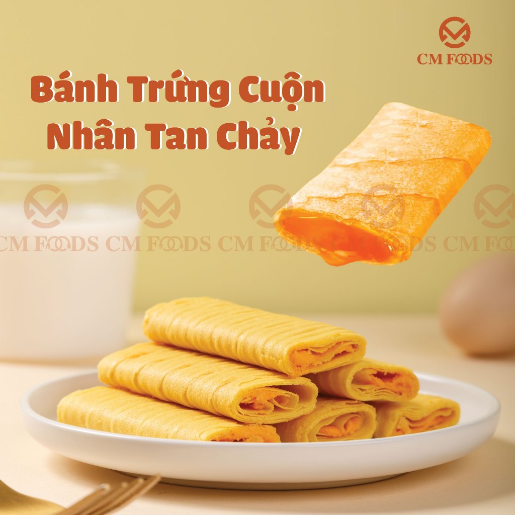 Bánh Trứng Cuộn Nhân Tan Chảy CM Foods - FLow Heart Omelet - Vị Trứng Muối, Phô Mai, Socola