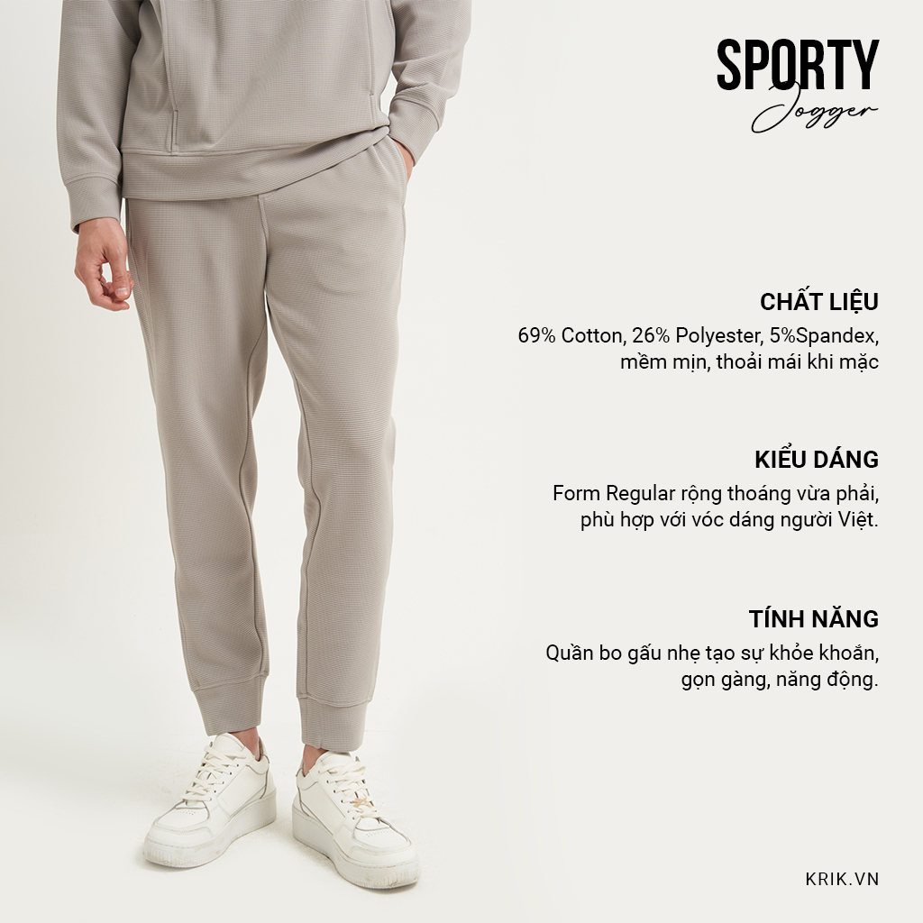 Quần Jogger Nam Phom Regular Chất Liệu Nỉ Cao Cấp Co Giãn Thoải Mái Local Brand KRIK JG7517