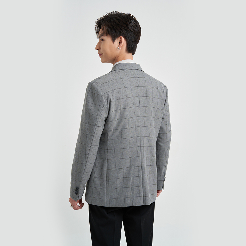 Áo khoác Blazer Nam Local Brand KRIK Form Fitted Thiết Kế Cổ Ve Vếch Họa Tiết Caro BL5504